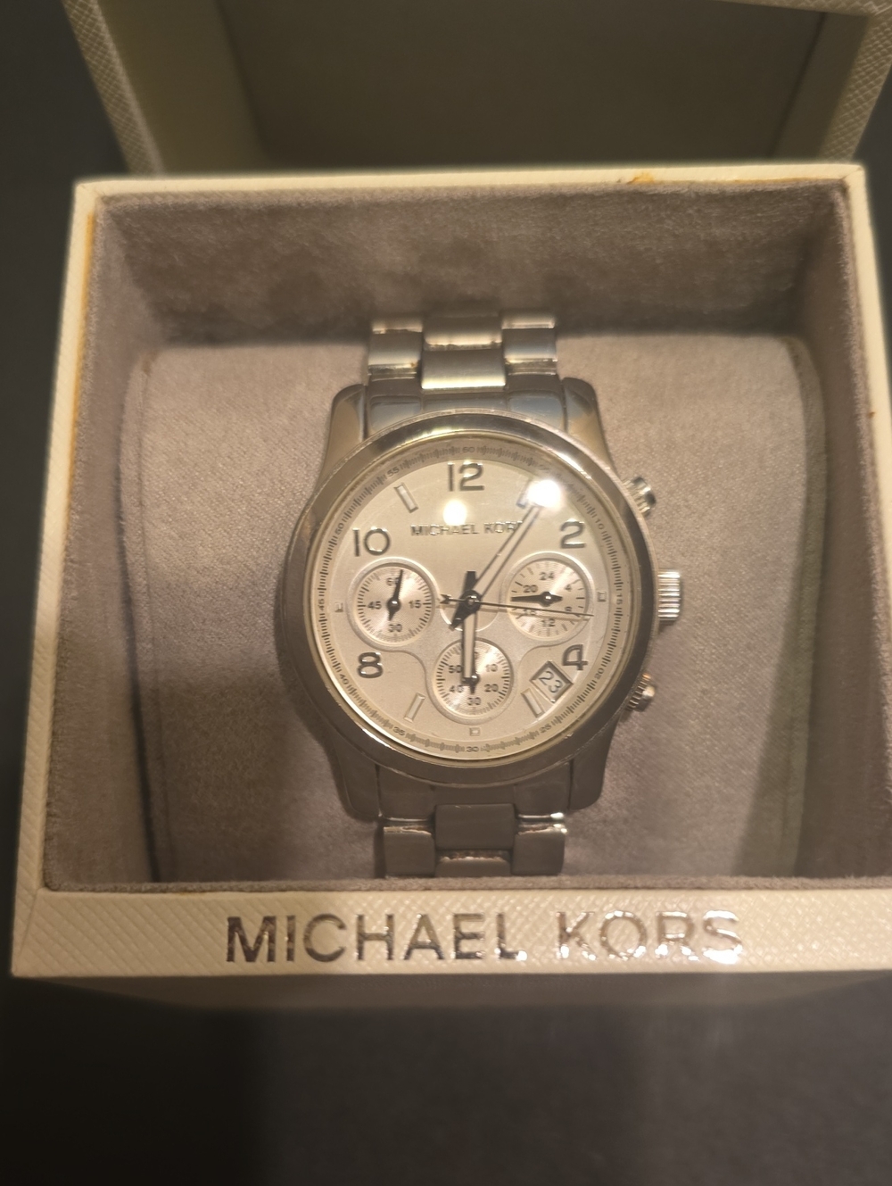 Michael Kors Silver-Tone Chronograph Bracelet Watch